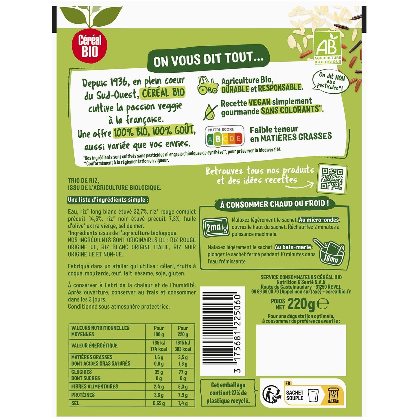 Bio-Reis-Trio aus der Mikrowelle au Naturel 2 Min. CEREAL BIO