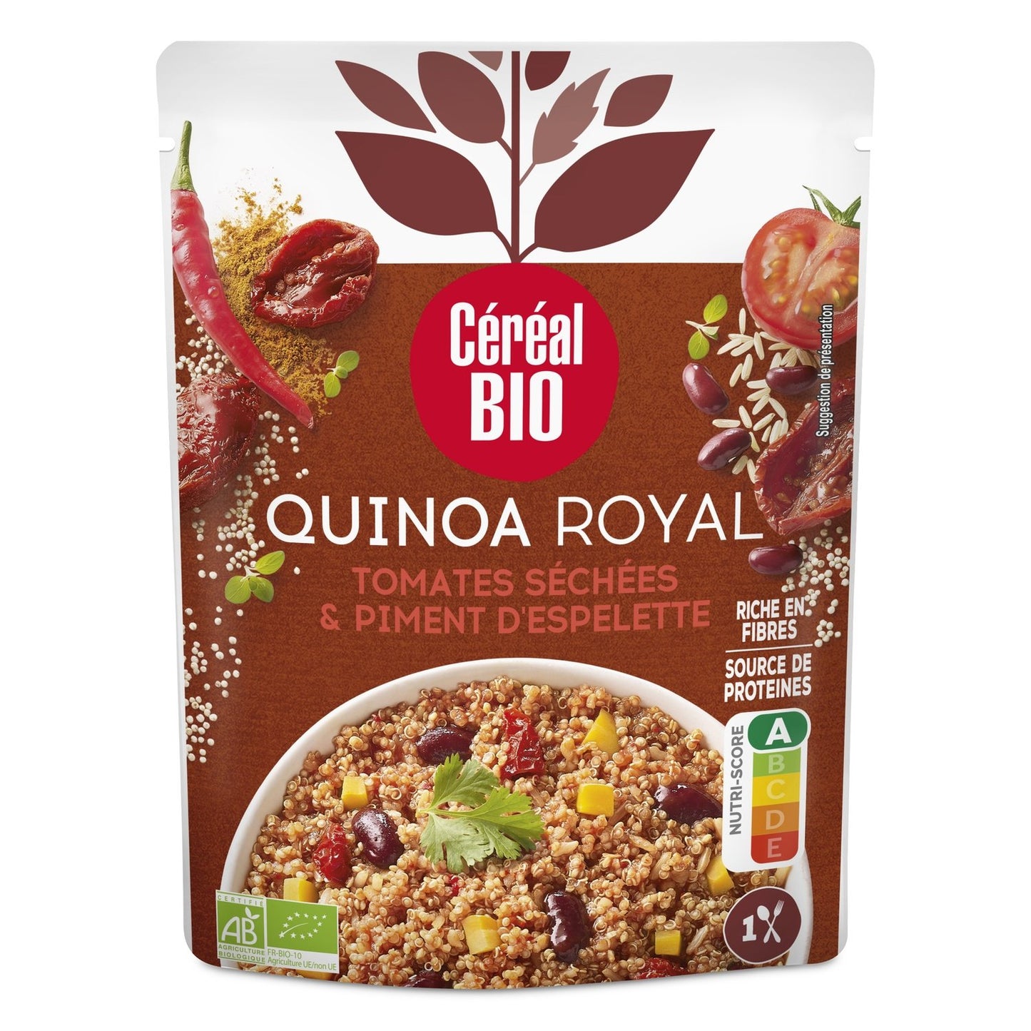 Quinoa Royal Tomates Séchées et Piment d'Espelette Bio CEREAL BIO le sachet de 220g