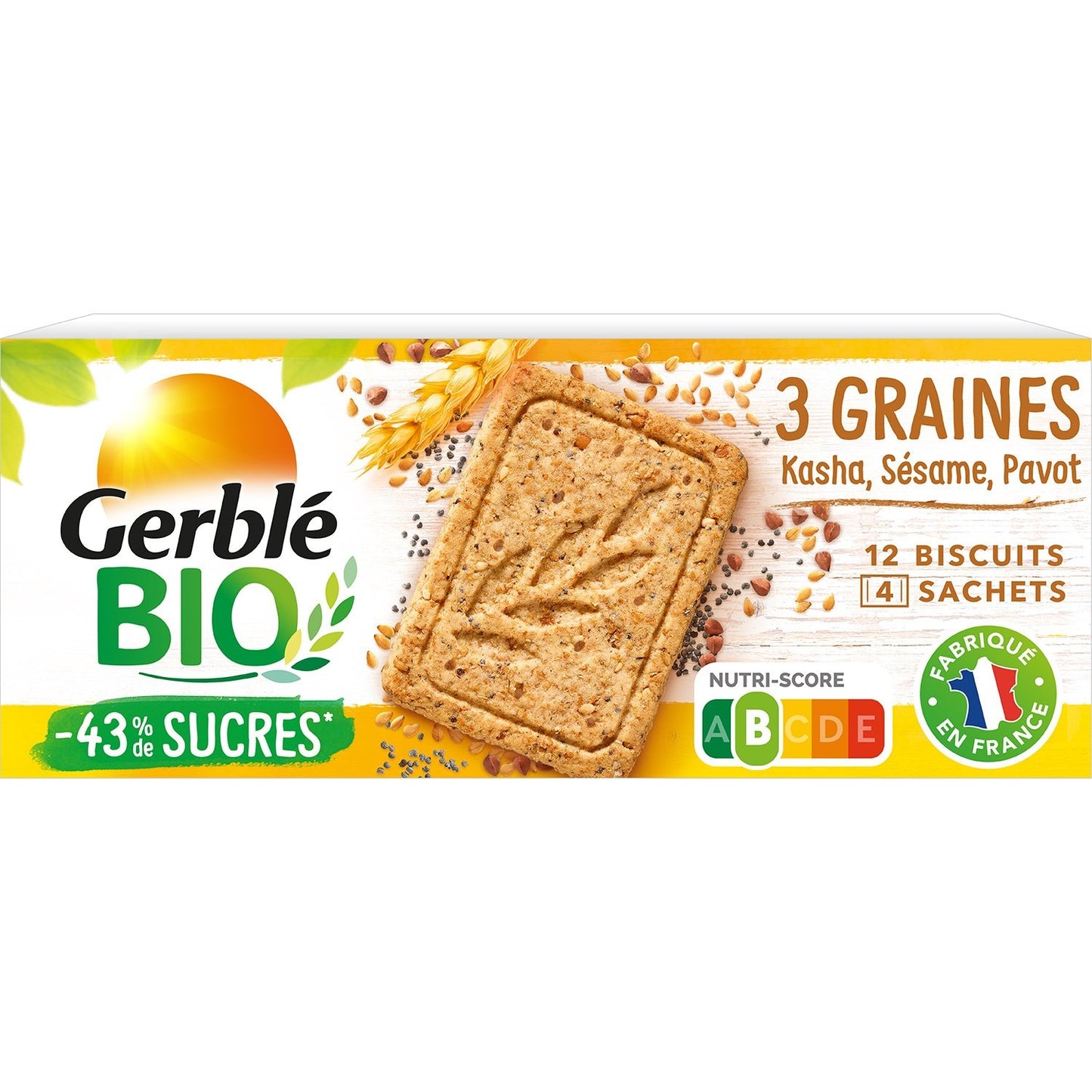 Biscuit 3 Graines GERBLE BIO la boîte de 132g