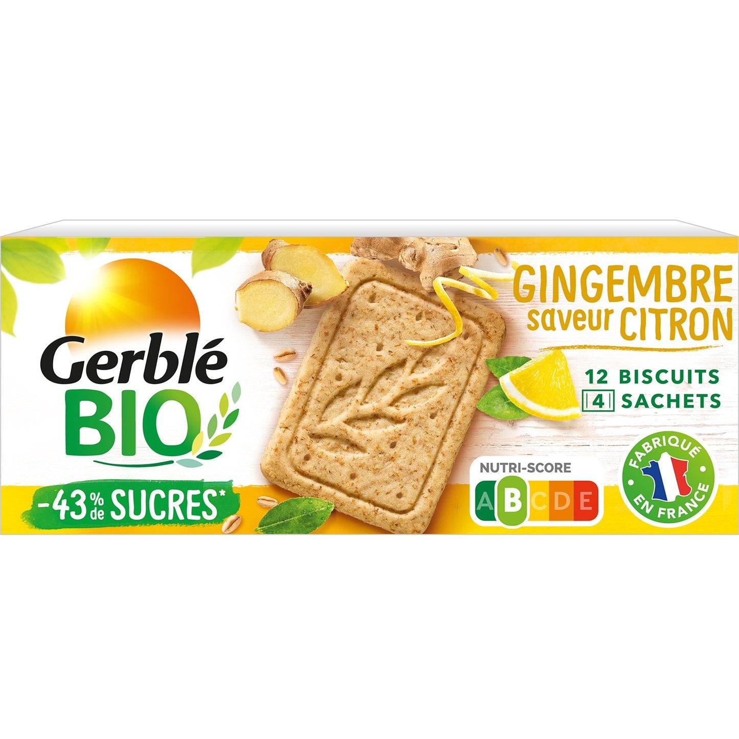 Biscuit Citron Gingembre GERBLE BIO la boîte de 132g