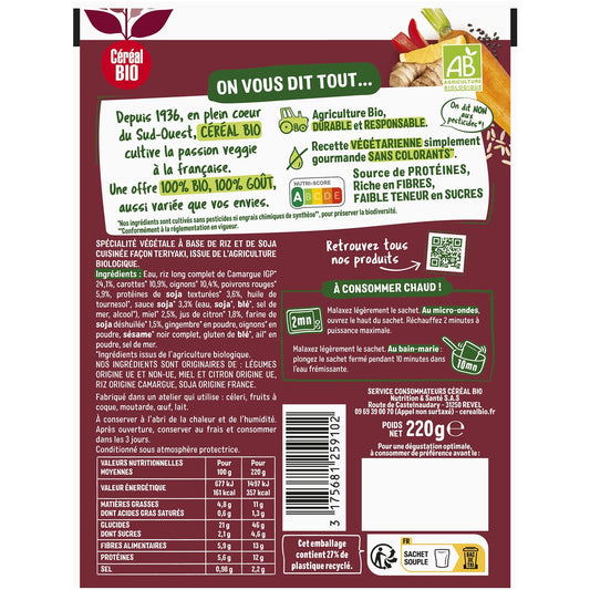 Riz Micro-Ondes Bio Façon Teriaki 2mn CEREAL BIO