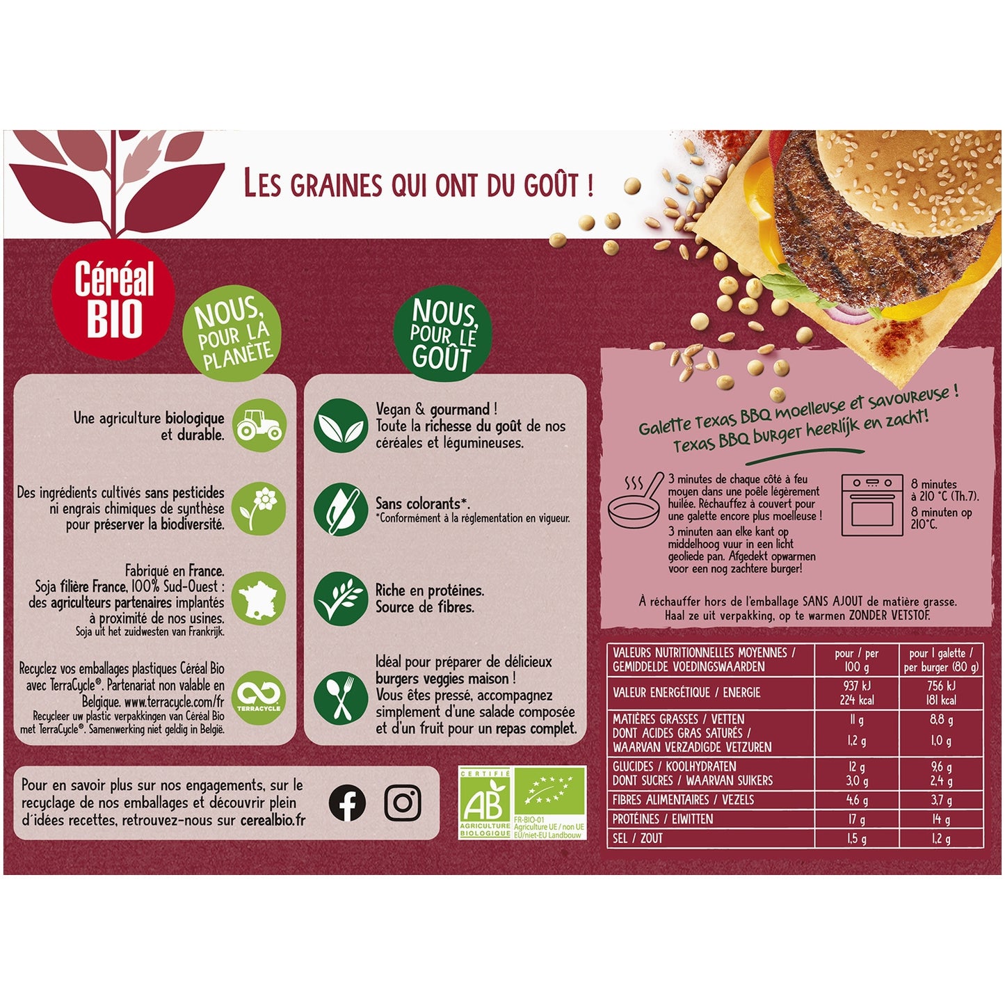 Coração de hambúrguer Texas BBQ CEREAL BIO