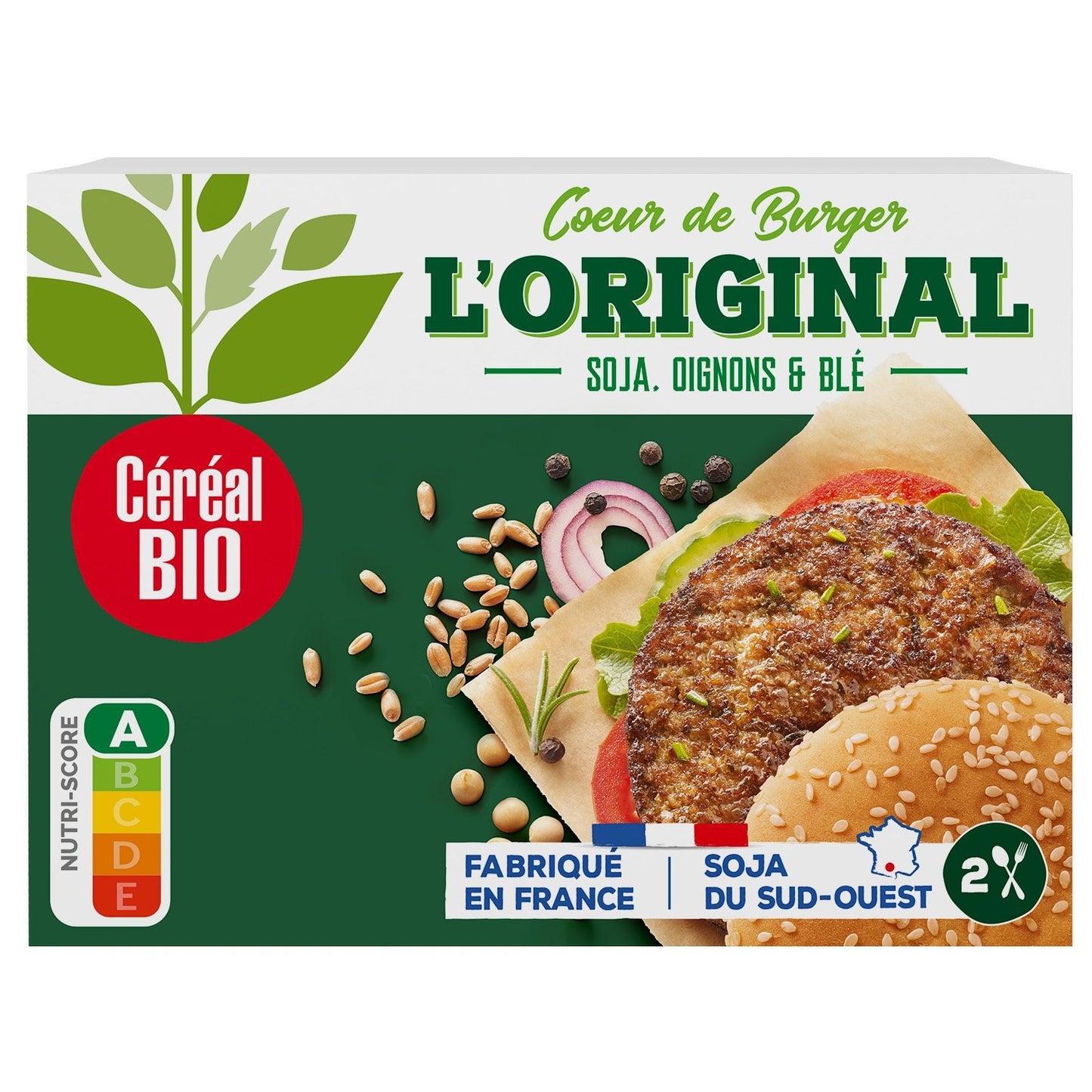 Burger l'Original Soja, Oignon & Blé Bio CEREAL BIO la boite de 160g