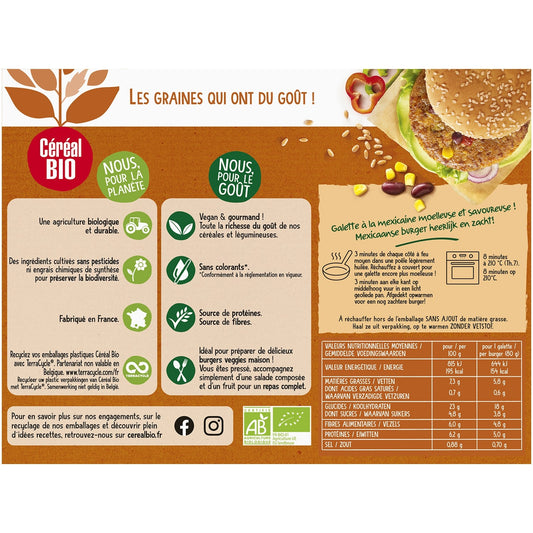 Burger à la Mexicaine Céréales & Légumineuses Bio CEREAL BIO