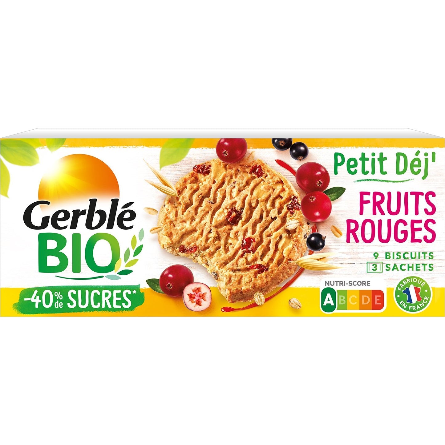 Biscuit Petit'dej Fruits Rouges GERBLE BIO la boîte de 132g