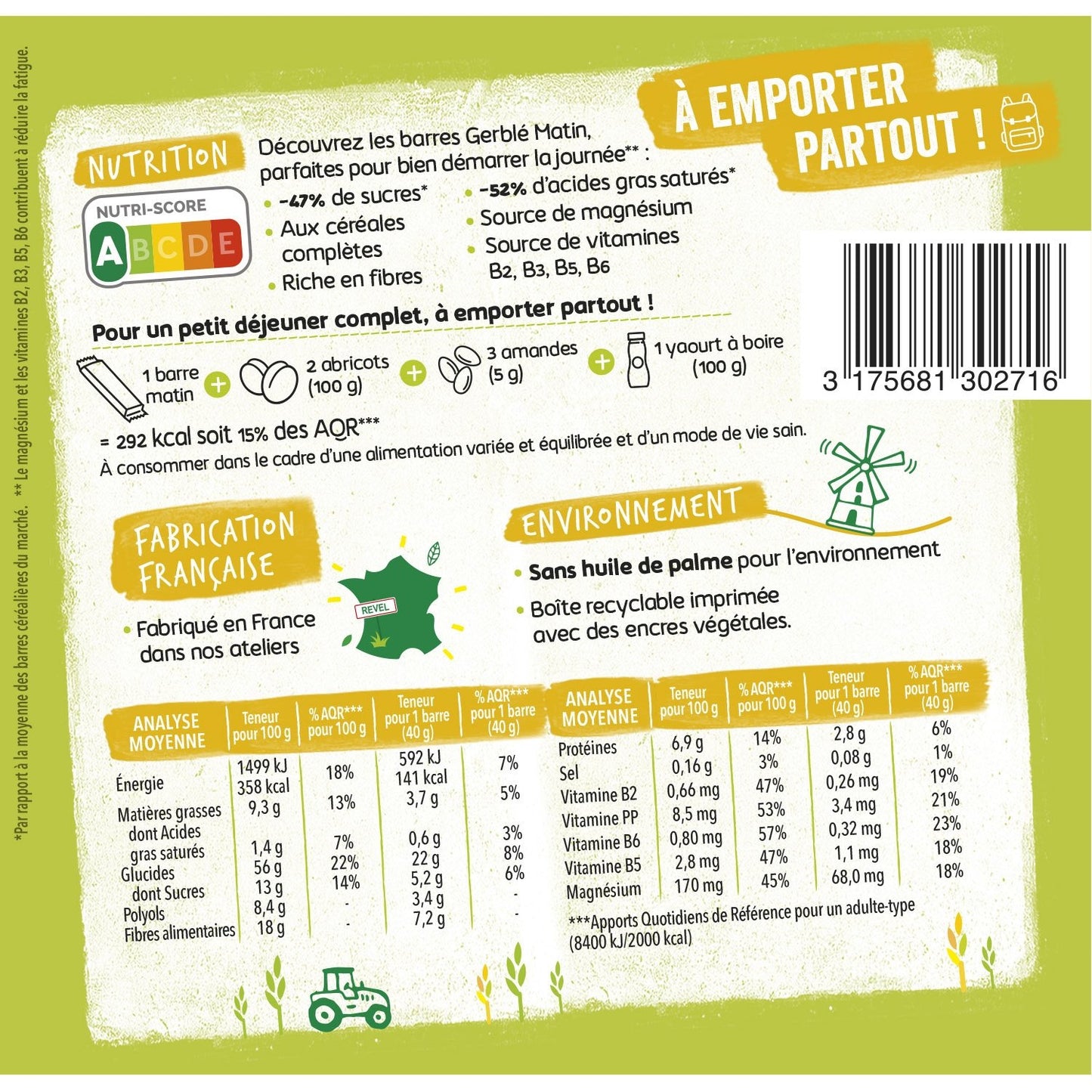 Barre Petit Dejeuner Sésame Abricot GERBLE