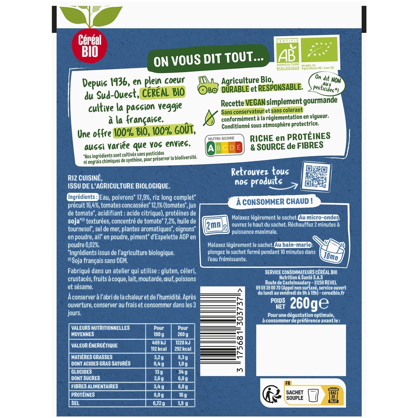 Riz basquaise végétarien repas express CEREAL BIO