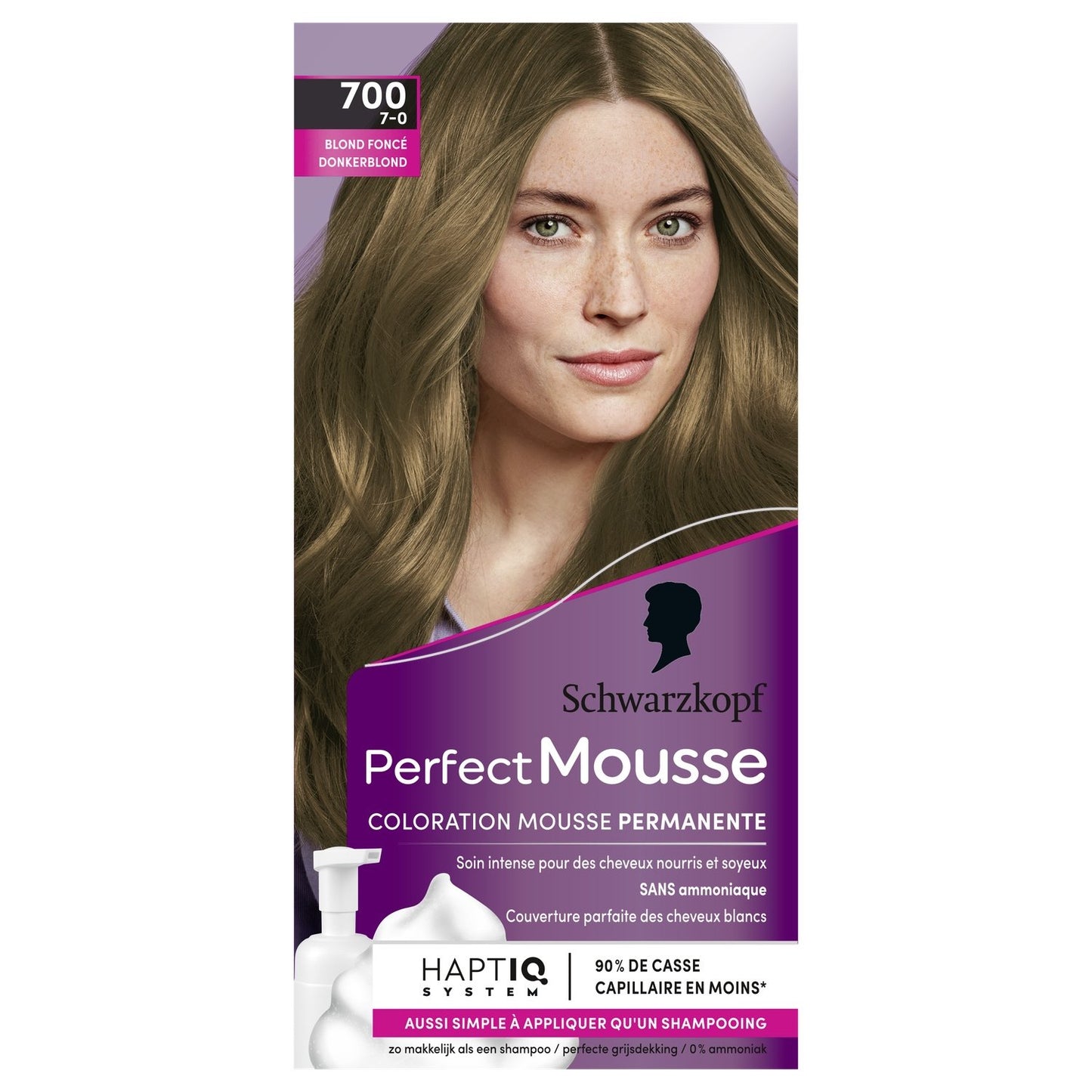 Coloration Permanente 700 Blond Foncé Sans Ammoniaque Mousse Perfect Mousse SCHWARZKOPF la boite de coloration