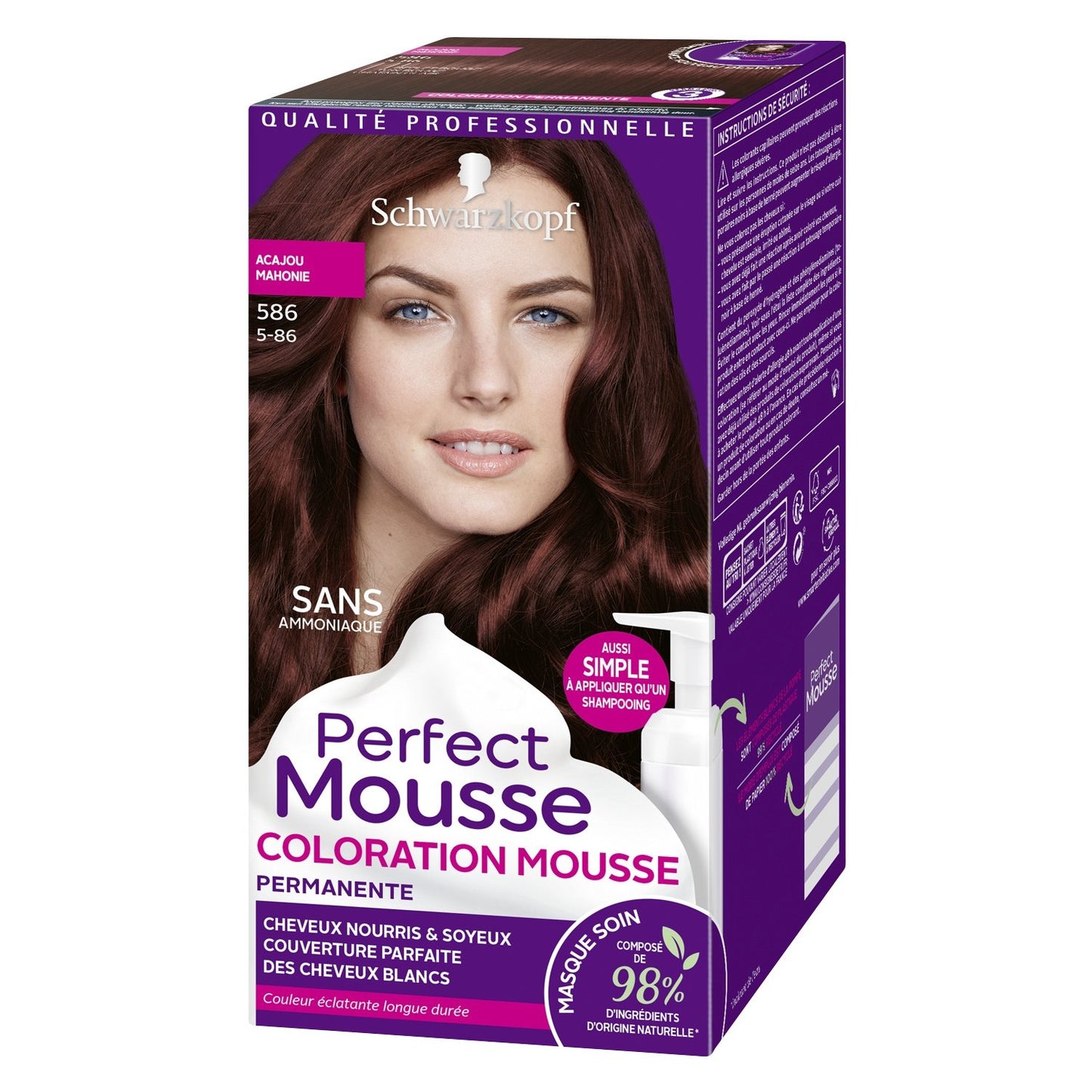 Permanente Farbe 586 Mahagoni, ammoniakfrei, Perfect Mousse, PERFECT MOUSSE