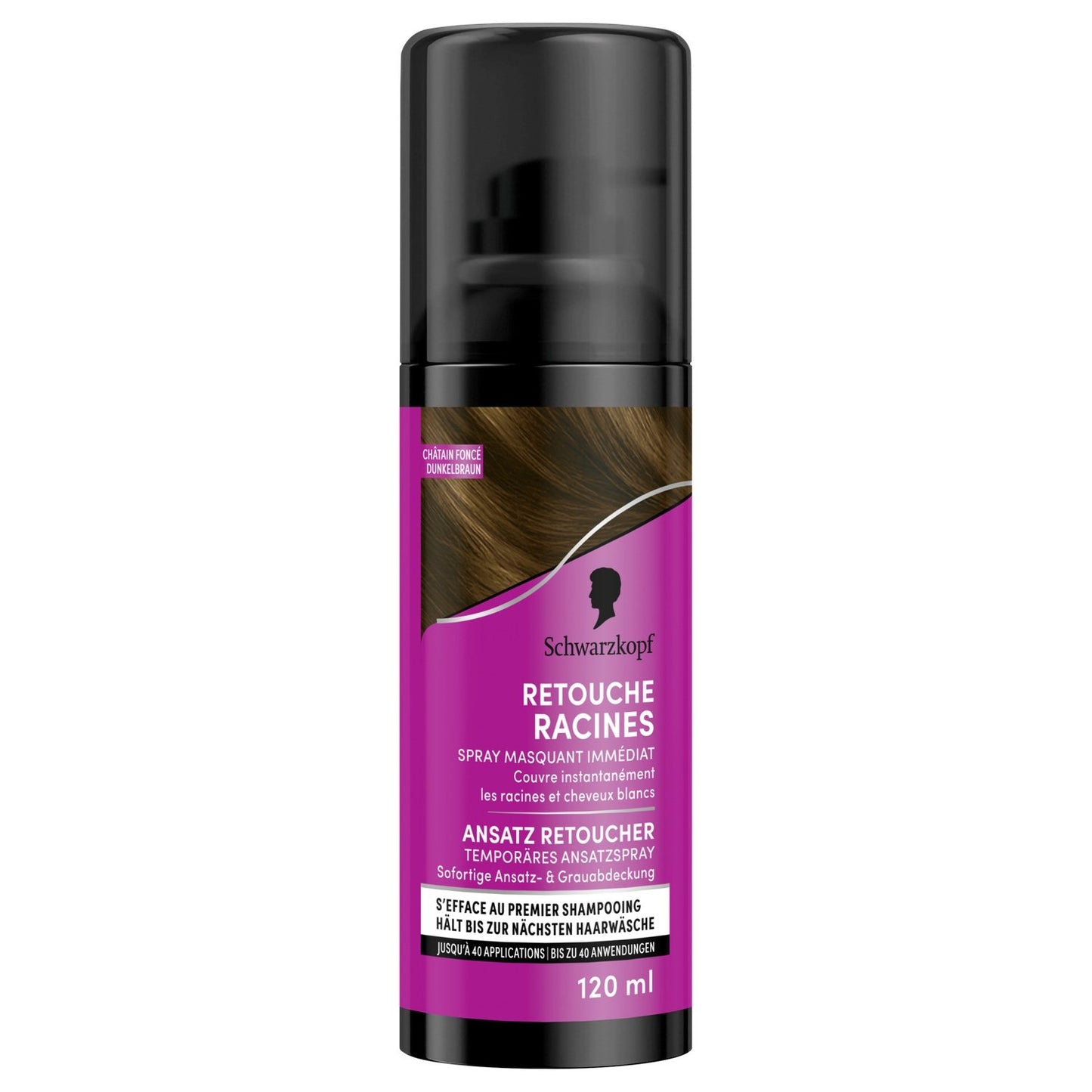 Coloration Retouche Racines Châtain Foncé Efface au 1er Shampoing SCHWARZKOPF le spray de 120mL