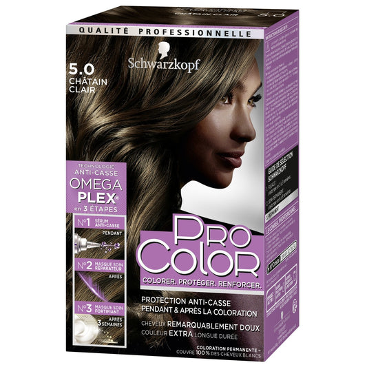 Coloration Permanente 5.0 Châtain Clair Longue Durée Couvre 100% Cheveux Blancs Pro Color SCHWARZKOPF