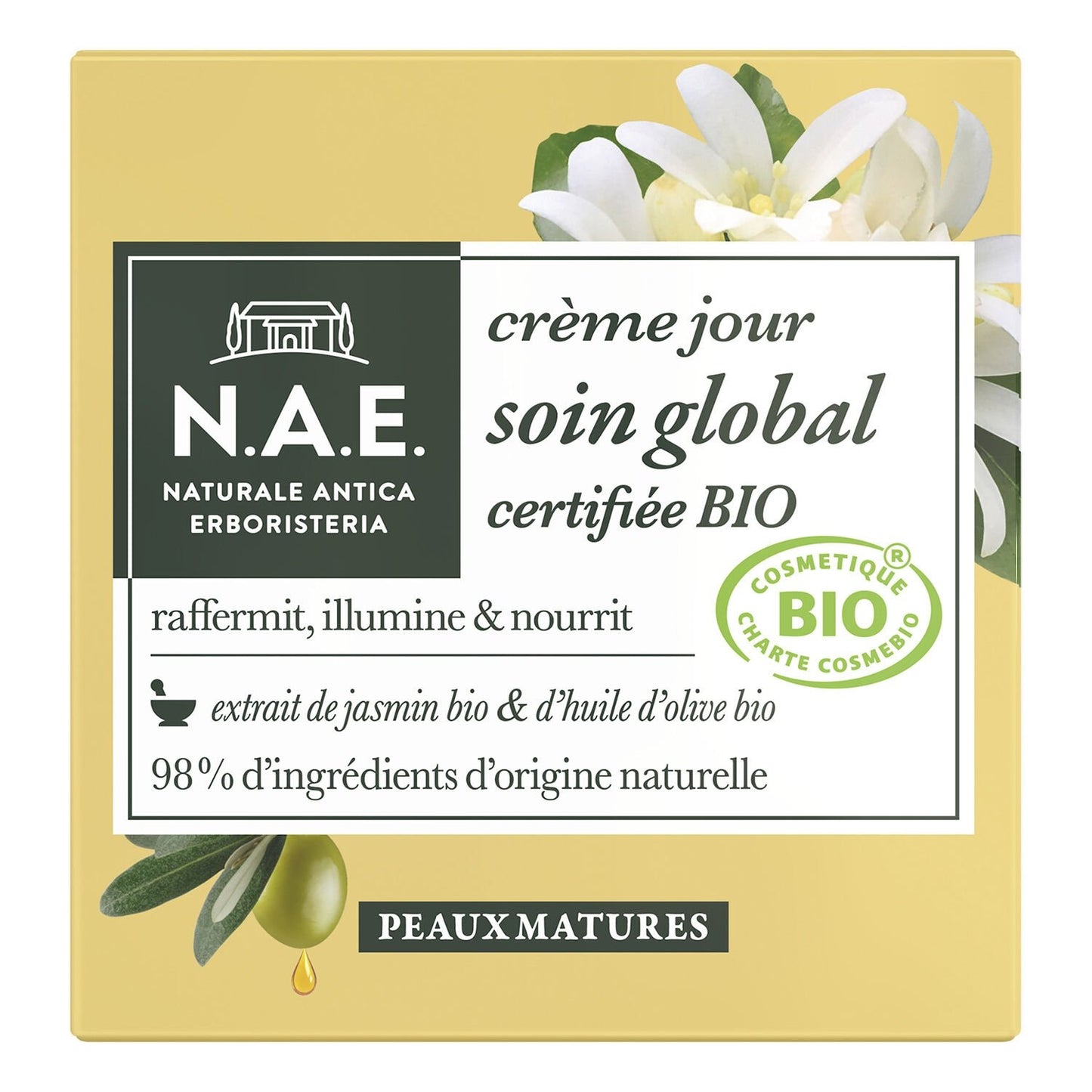 Crème Visage Jour Peaux Matures Bio N. A. E le pot de 50mL