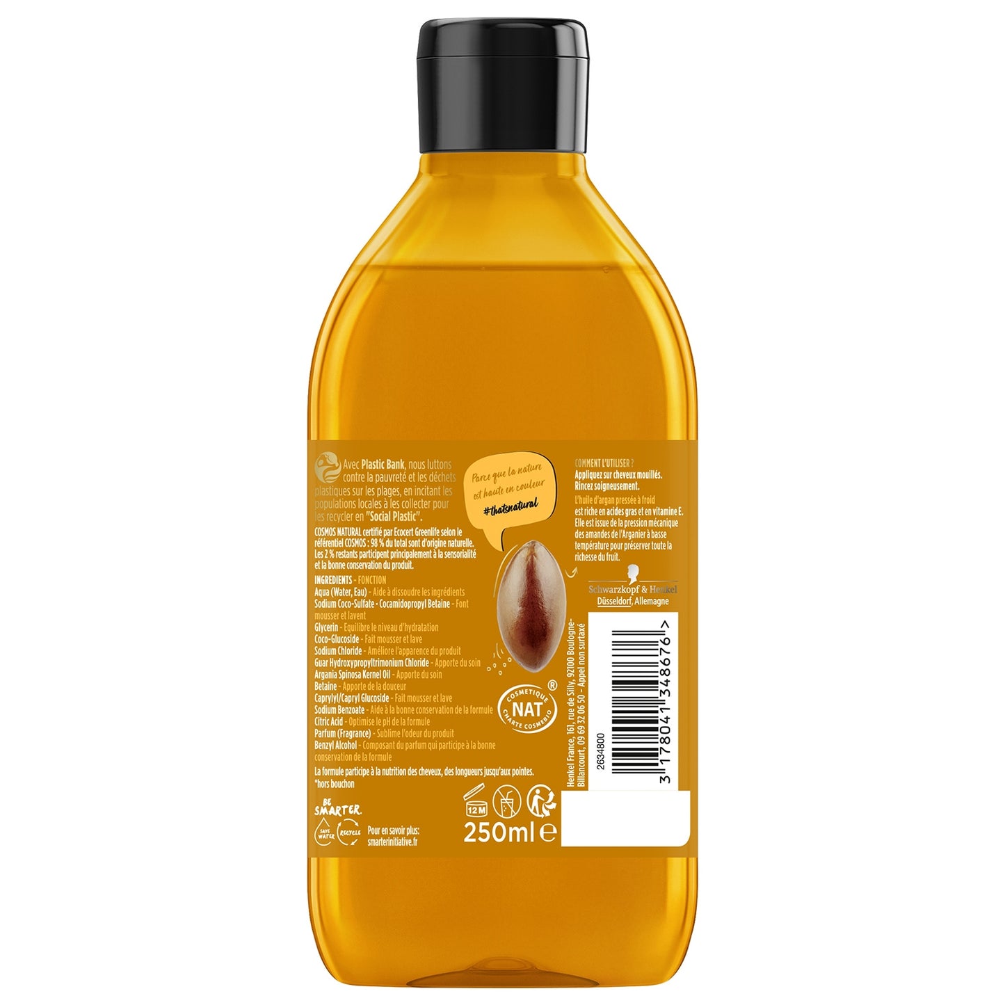 Shampoing Nutrition Cheveux Très Secs Huile d'Argan Pressée à Froid NATURE BOX