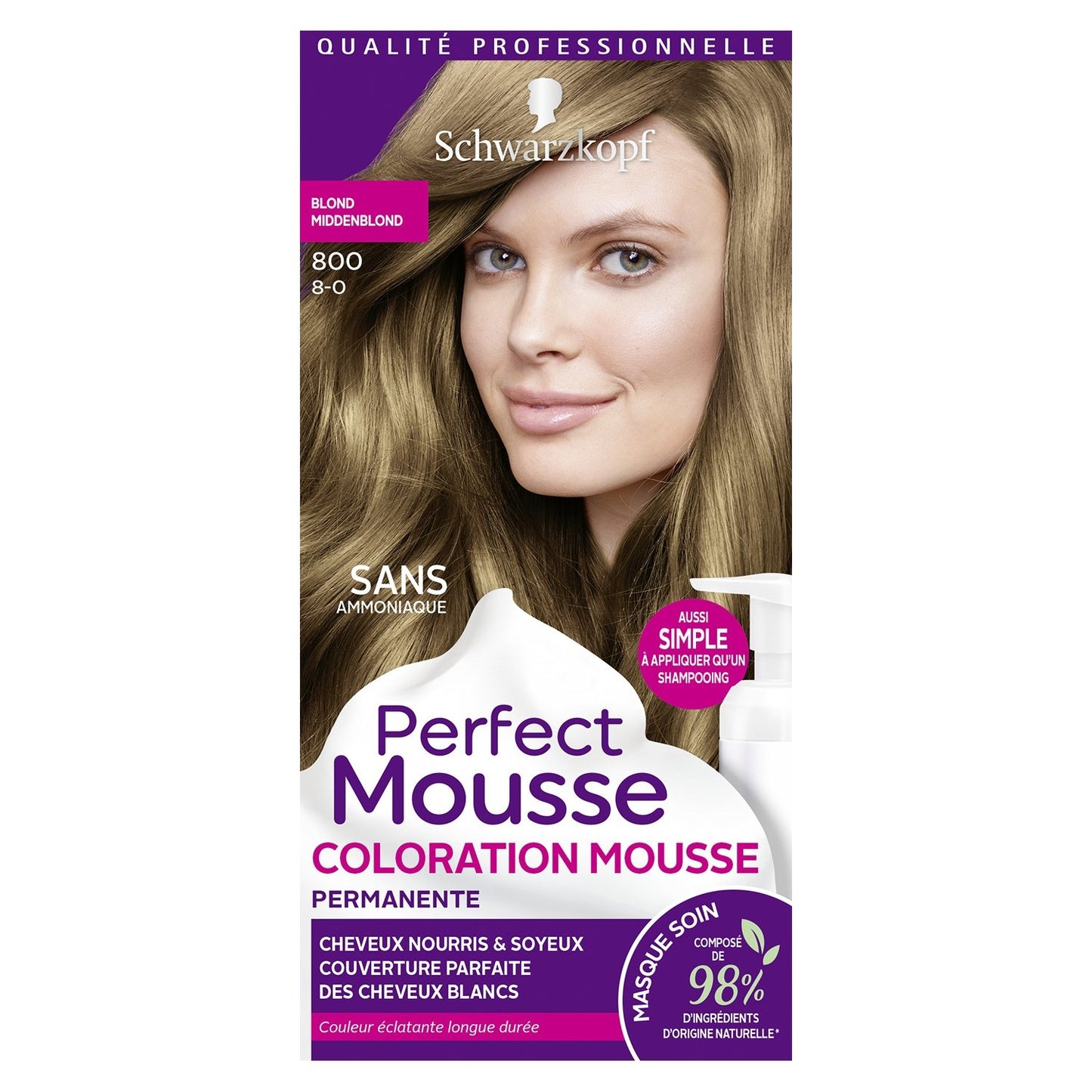 Permanent Hair Color 800 Blonde SCHWARZKOPF PERFECT MOUSSE