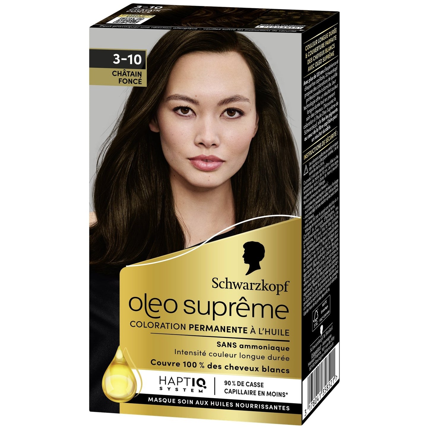 Coloration Permanente 3-10 Châtain Foncé Sans Ammoniaque Huile Oleo Supreme SCHWARZKOPF la boite de coloration