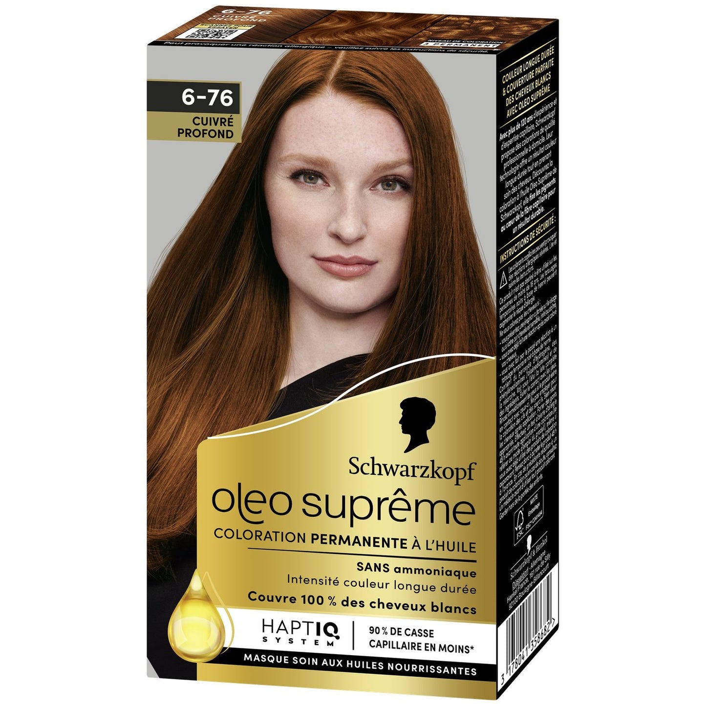 Coloration Permanente 6-76 Cuivré Profond Sans Ammoniaque Longue Durée Couvre 100% Cheveux Blancs Oleo Supreme SCHWARZKOPF