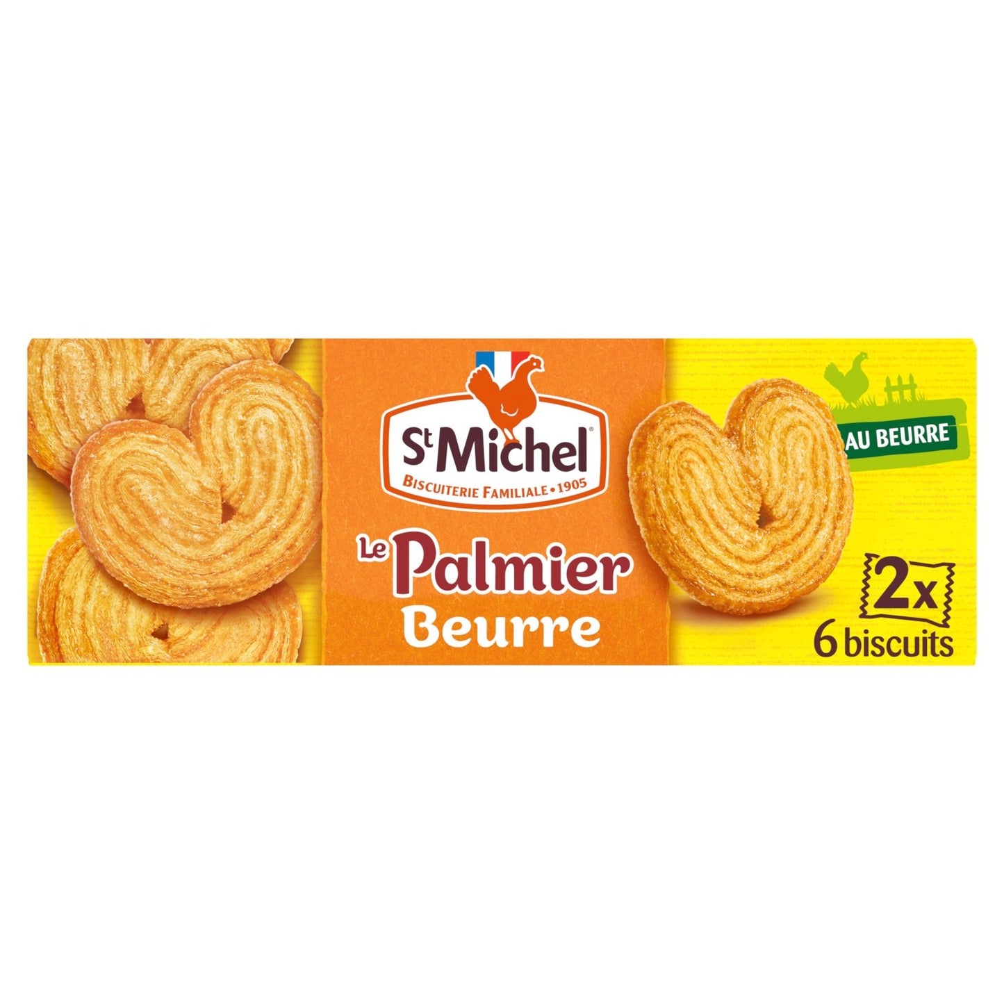Biscuits Palmier au Beurre ST MICHEL le paquet de 2x6 biscuits de 87g
