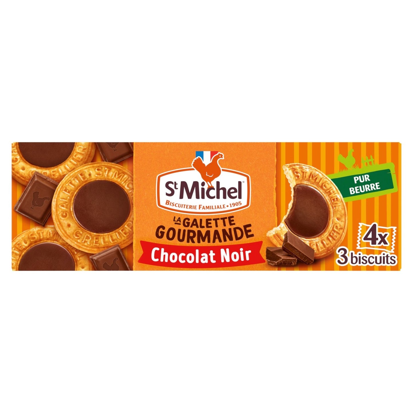 Biscuits Galettes au Bon Chocolat ST MICHEL la boîte de 4x3 biscuits de 121g