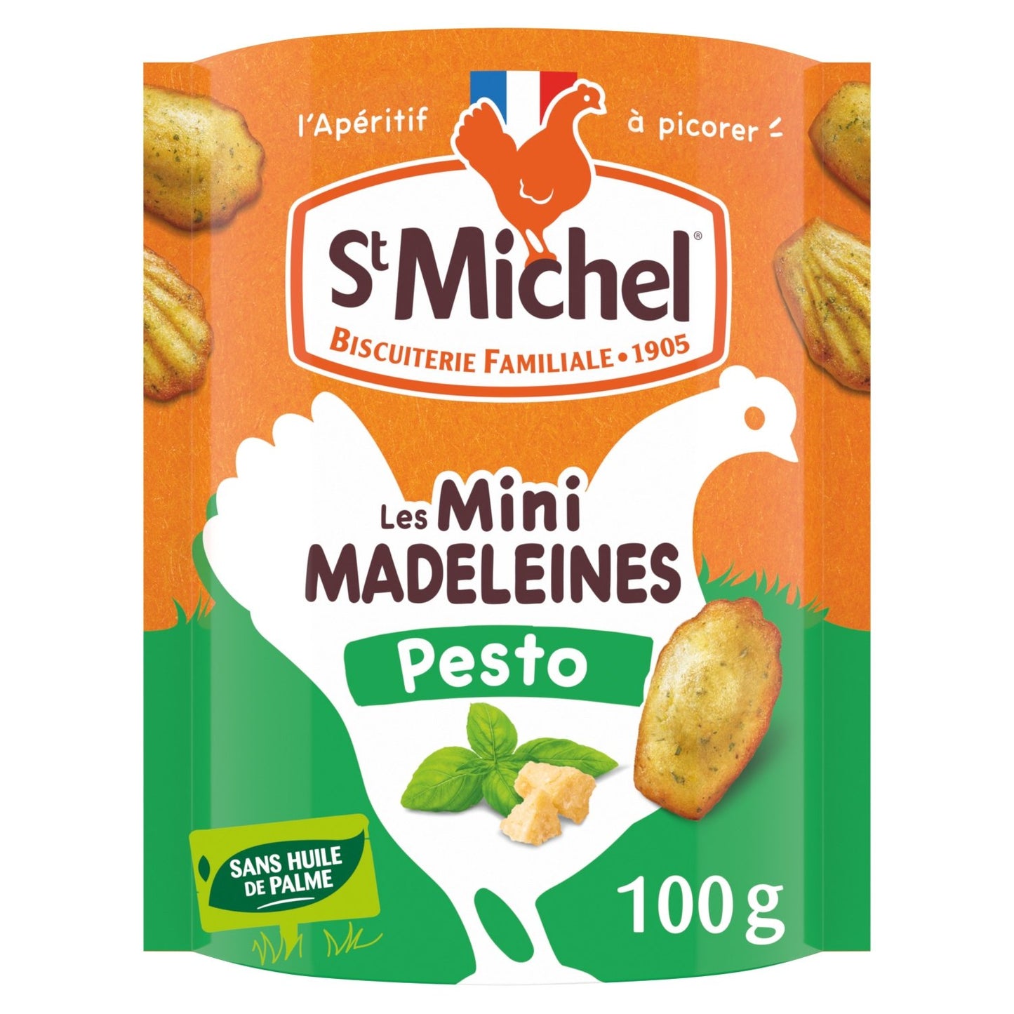 Biscuits Apéritifs Minis Madeleines Moelleuses Pesto ST MICHEL le sachet de 100g
