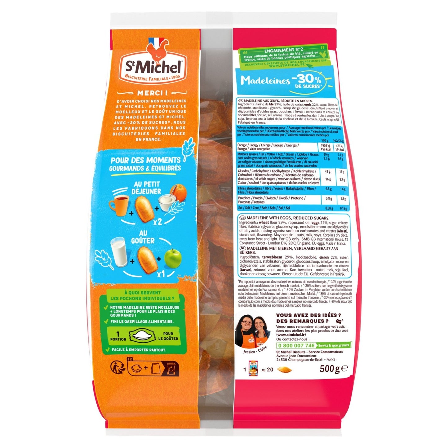 Individual Madeleine 30% Sugar ST MICHEL