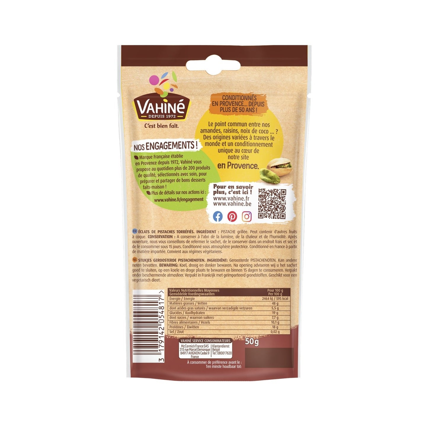 Eclats de Pistaches Torréfiées VAHINE