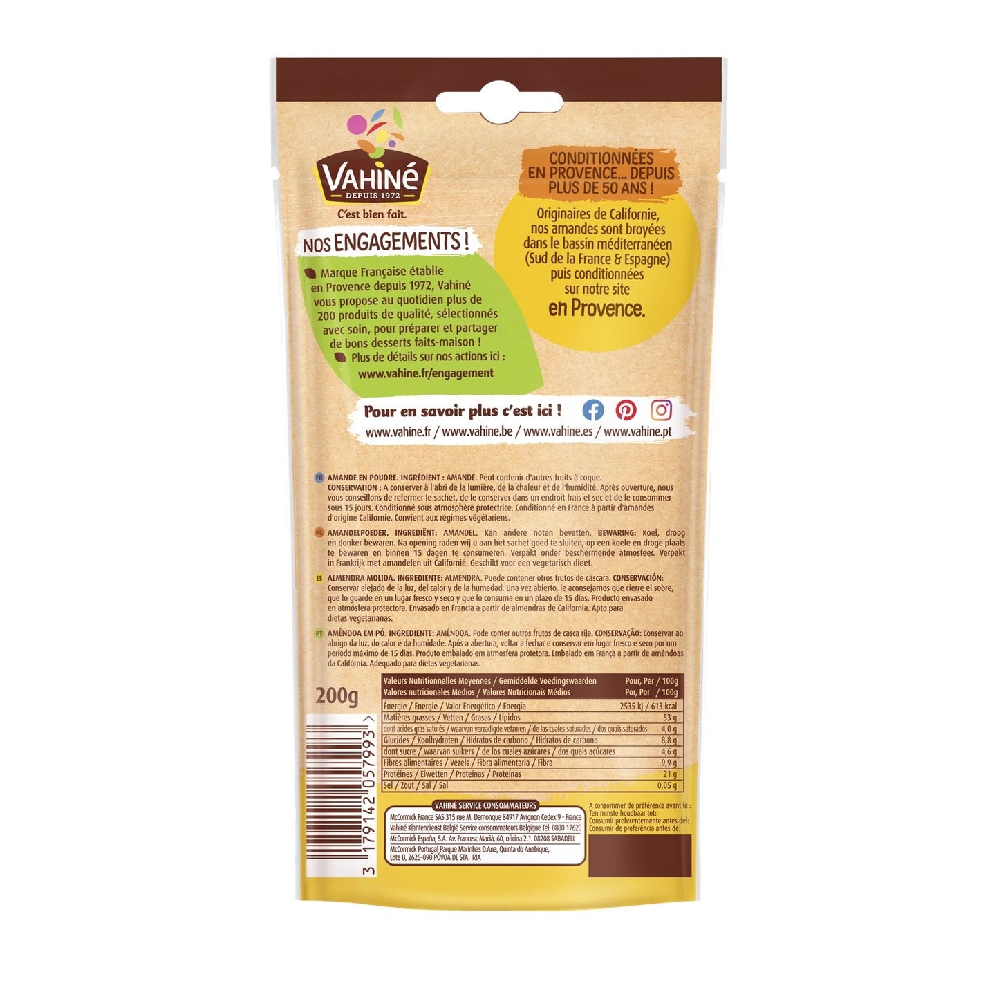 VAHINE Powdered Almonds