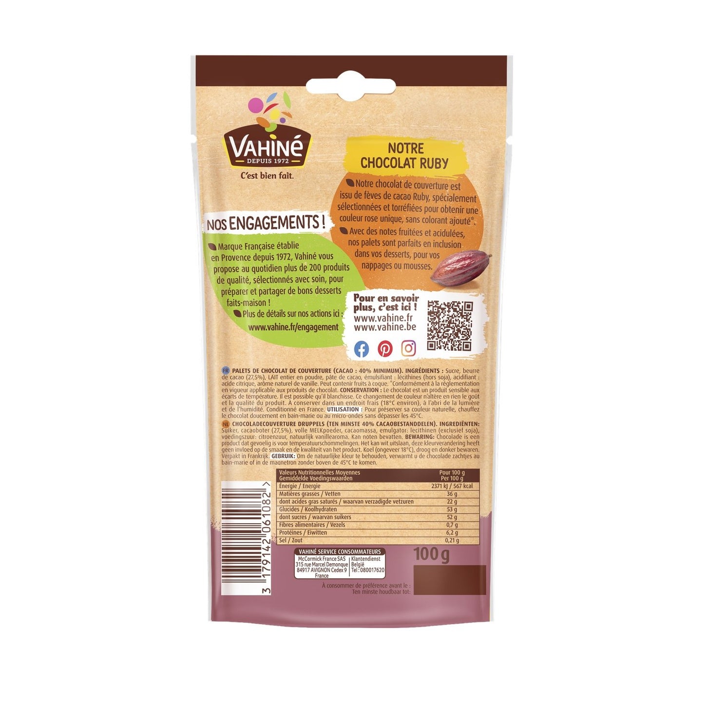 VAHINE Ruby Couverture Chocolate
