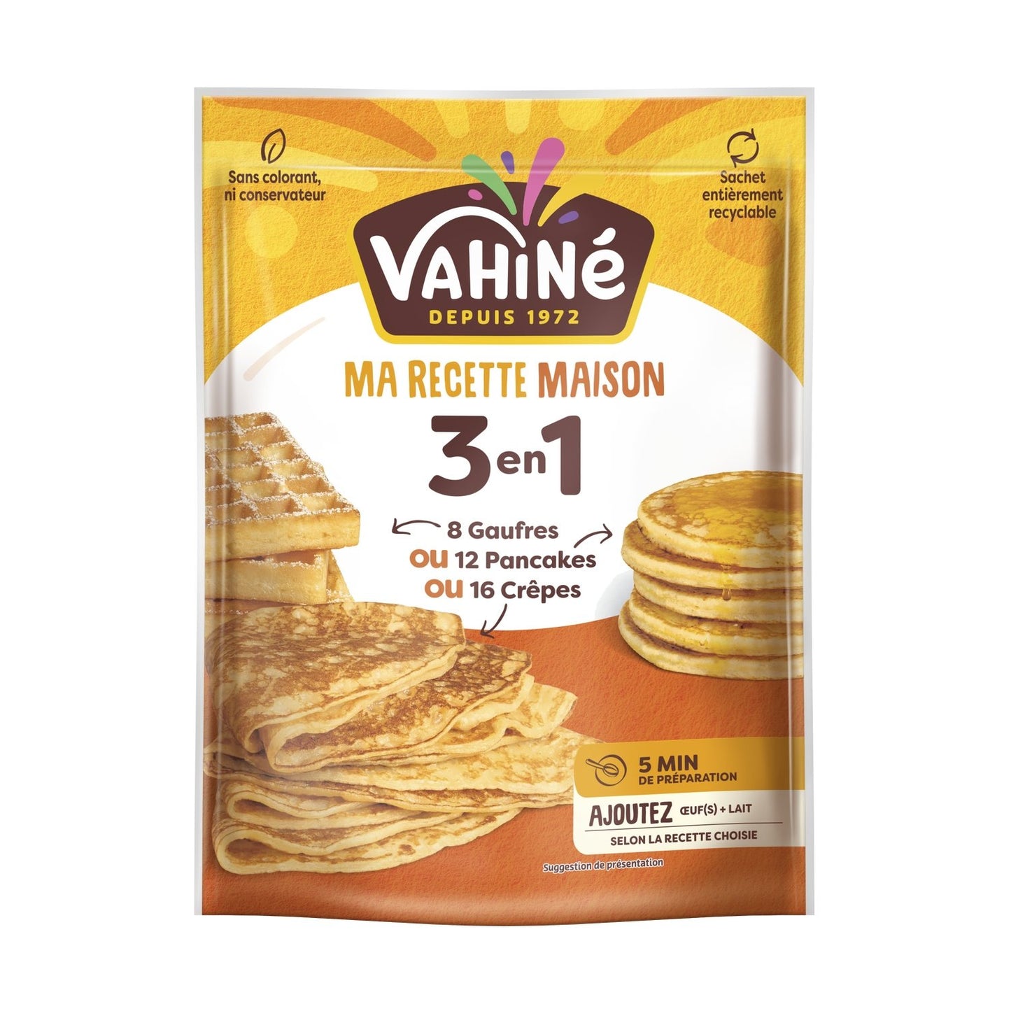 Préparation Crêpes Pancakes Gaufres VAHINE le paquet de 240g