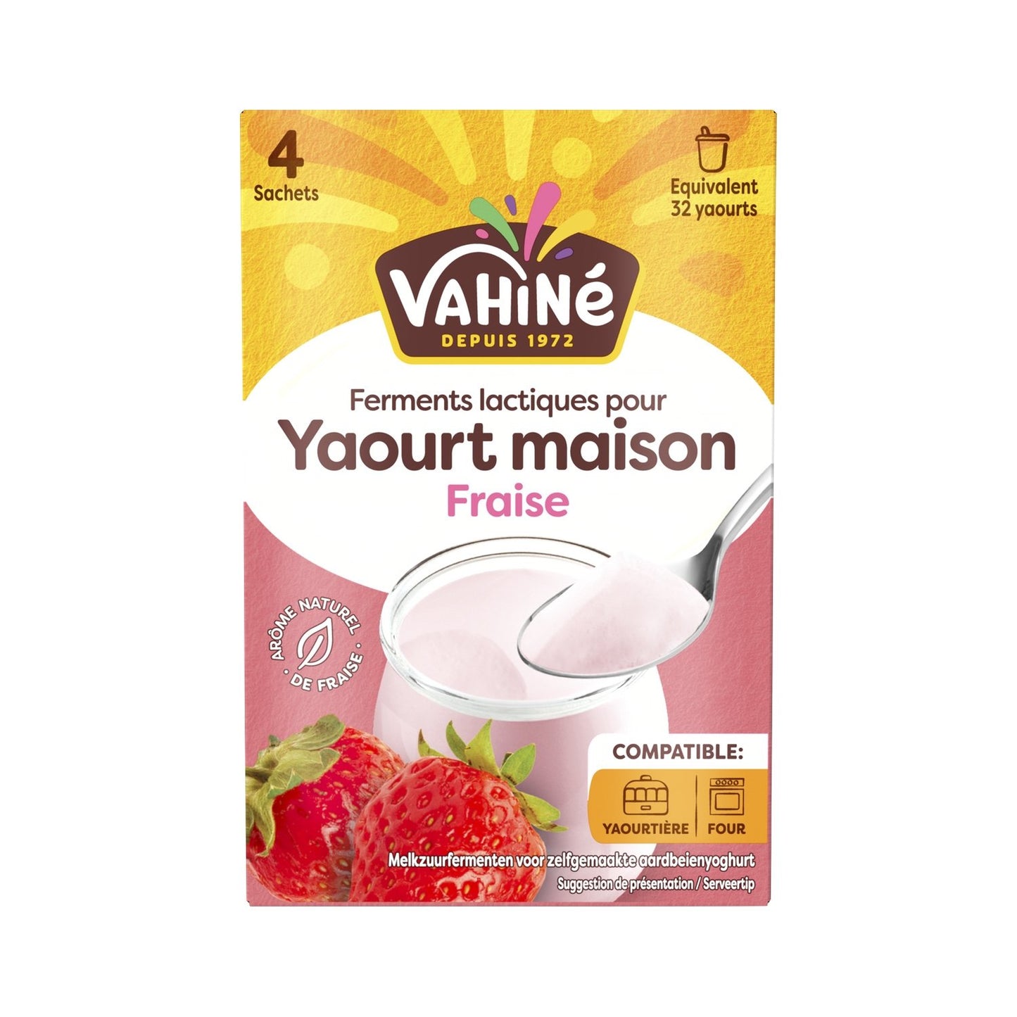 Ferments Lactiques pour Yaourt Maison à la Fraise VAHINE la boite de 20g