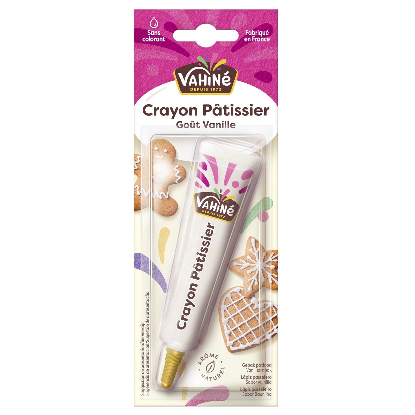 Crayon Pâtissier Blanc Goût Vanille VAHINE le tube de 25 g