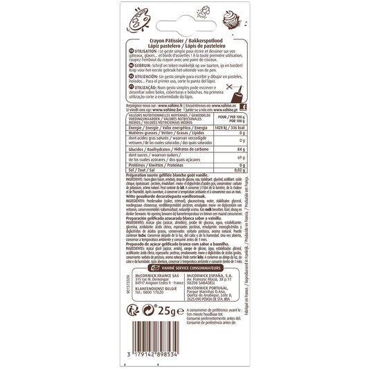 Crayon Pâtissier Blanc Goût Vanille VAHINE