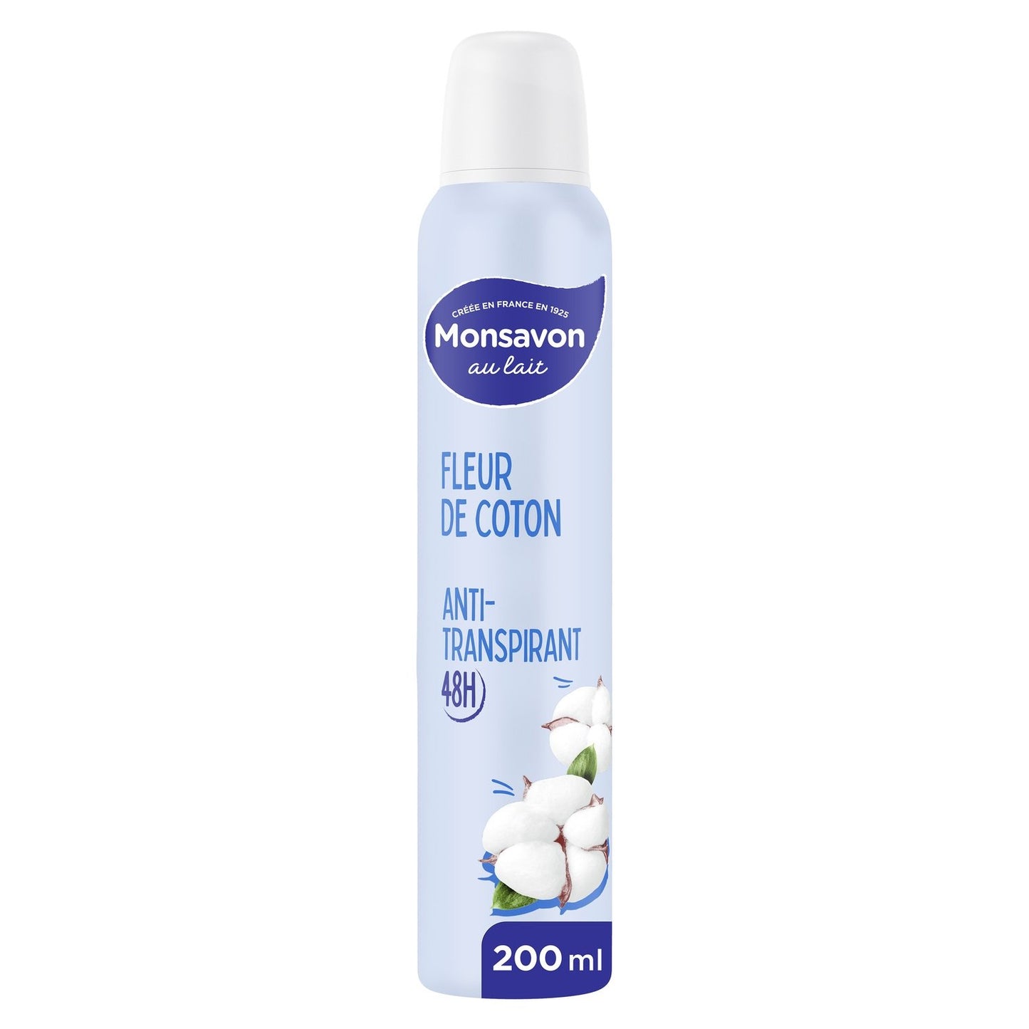 Déodorant Spray Anti-Transpirant 48h Anti-Traces Lait et Coton MONSAVON le spray
