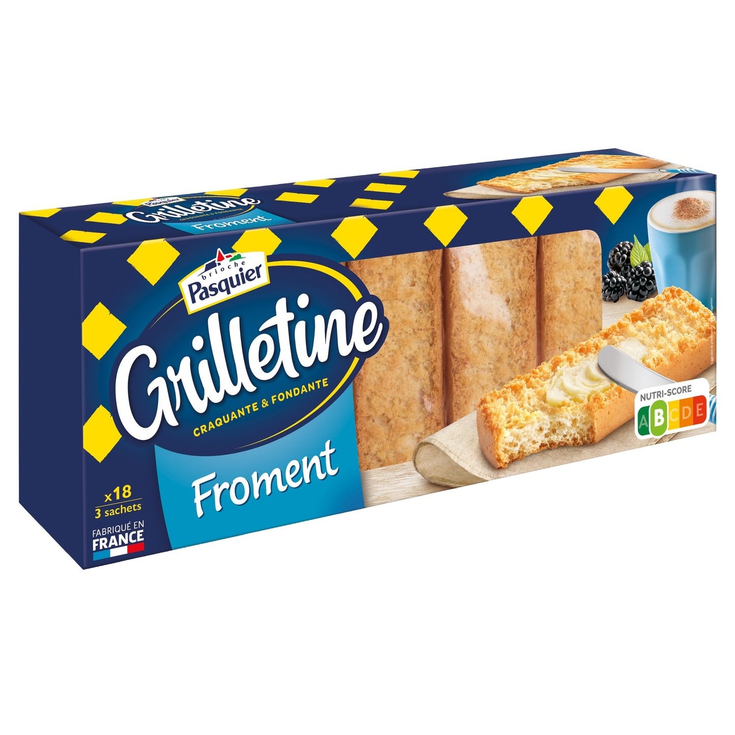Pains Grillés au Froment Grilletines PASQUIER la boite de 242g