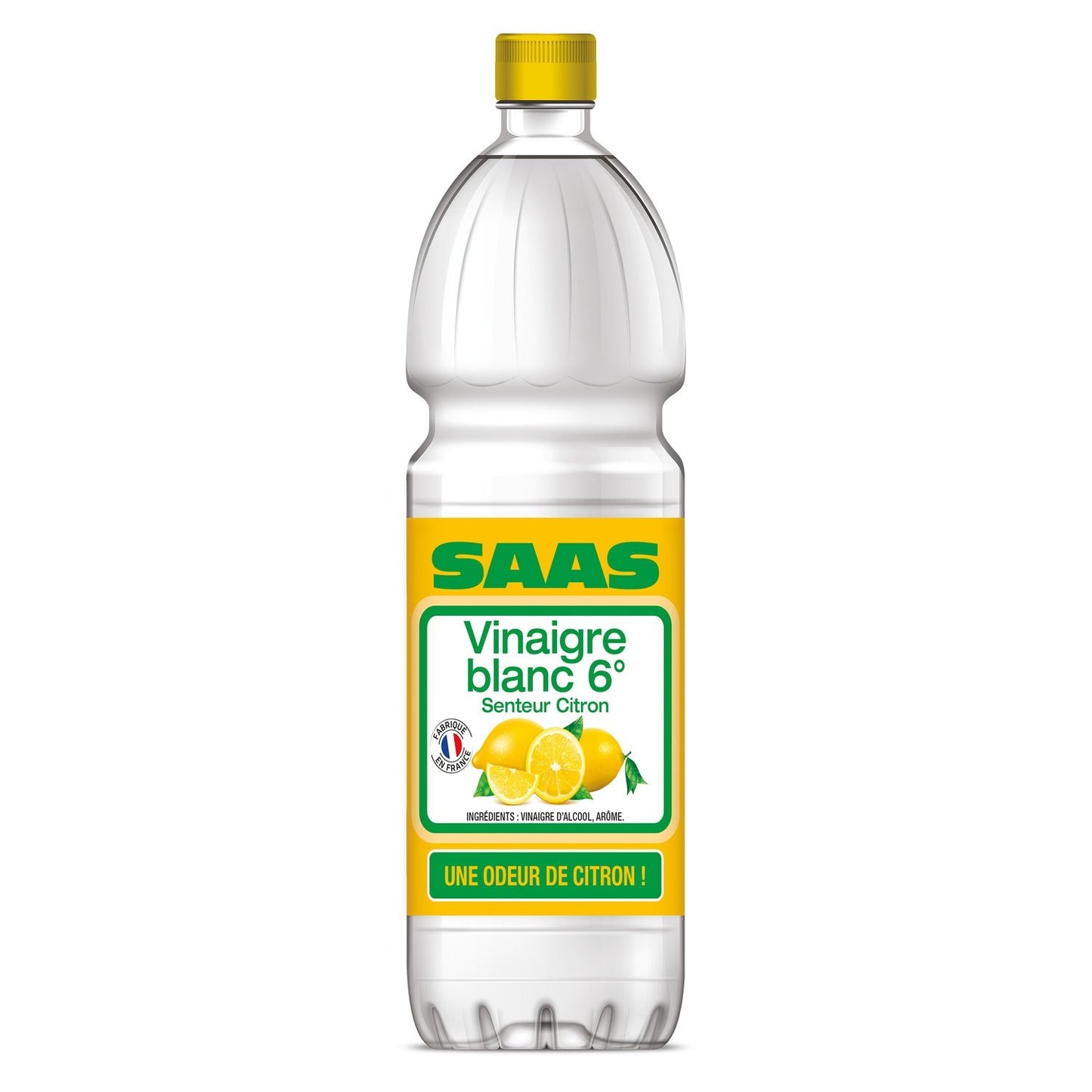 Vinaigre d'Alcool Blanc Aromatisé au Citron SAAS la bouteille de 1L