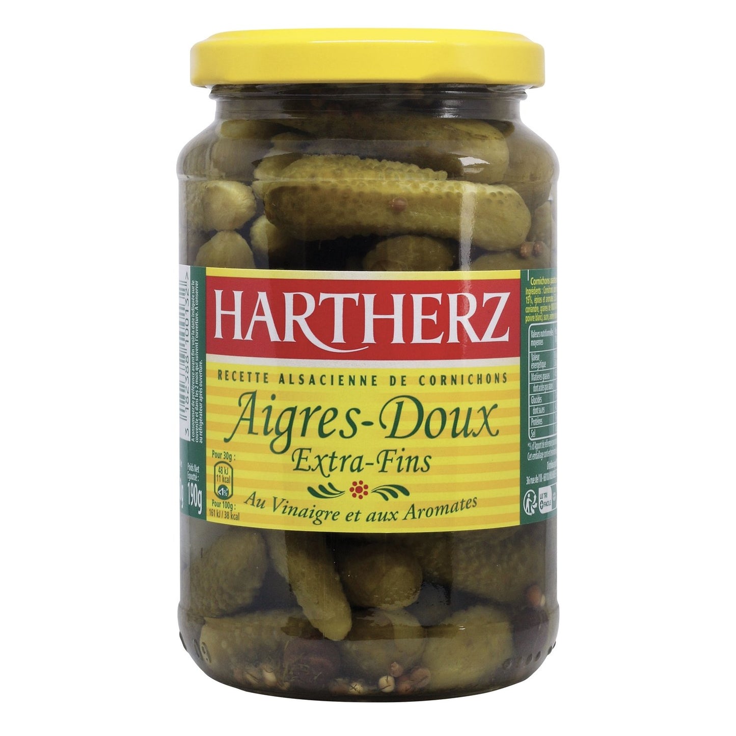 Cornichons Aigres Doux Extra Fins HARTHERZ le bocal de 190g