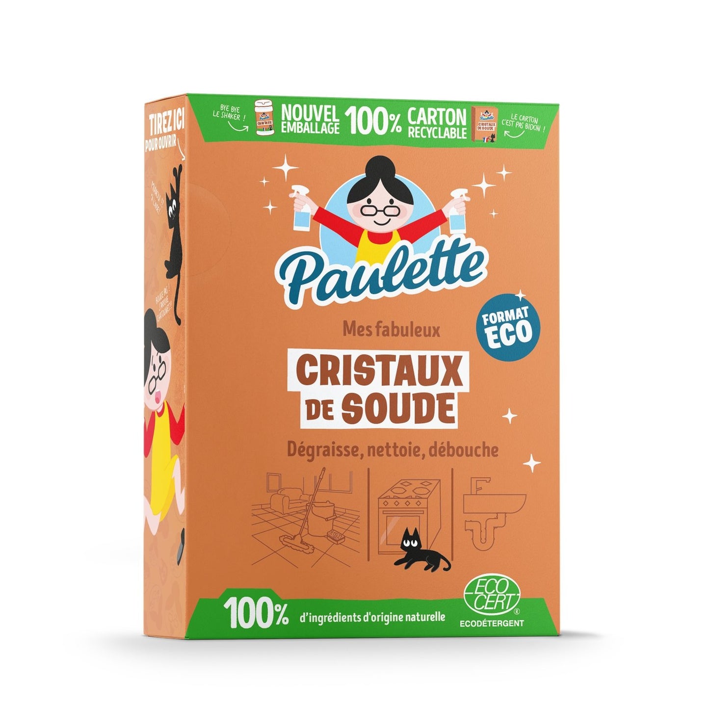 Cristaux de Soude Dégraissant Détachant Ecocert PAULETTE la boite de 1kg