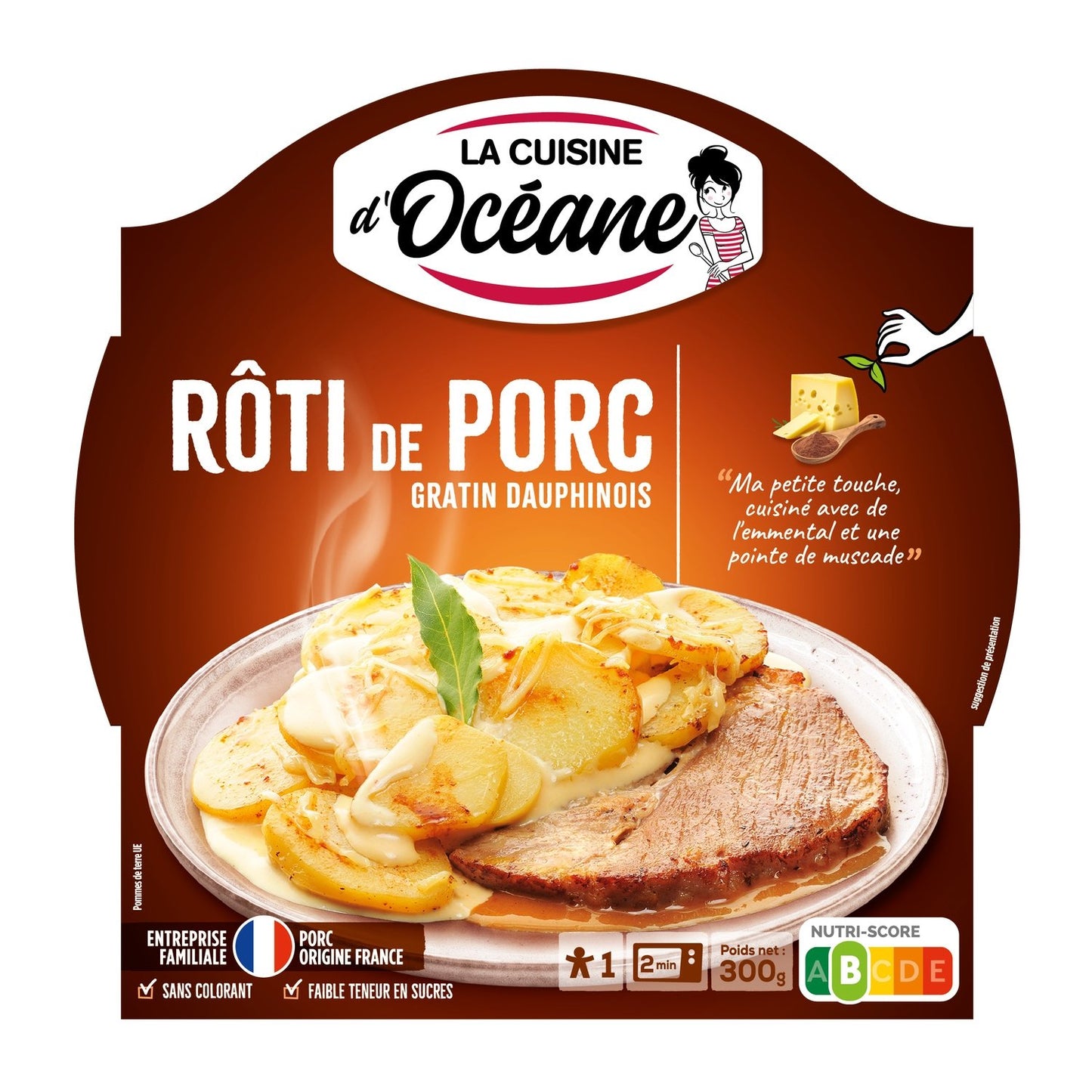 Plat Cuisiné Rôti Porc/gratin Dauphinois LA CUISINE D'OCEANE l'assiette de 300 g