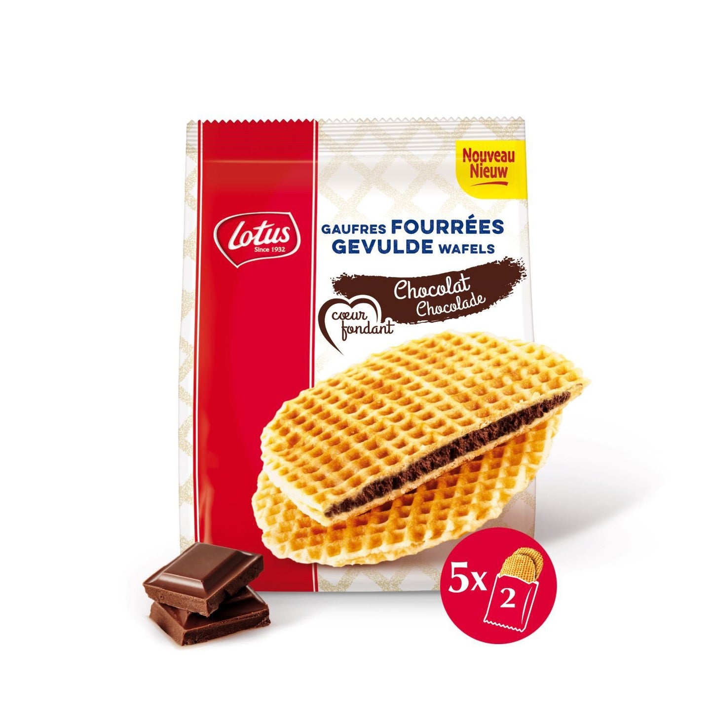 Gaufres Fourrées Cœur Fondant Chocolat LOTUS le paquet de 10 gaufres - 290g