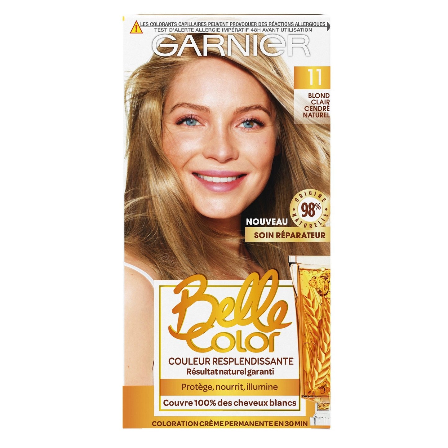 Coloration Permanente 11 Blond Clair Cendré Naturel Belle Color GARNIER