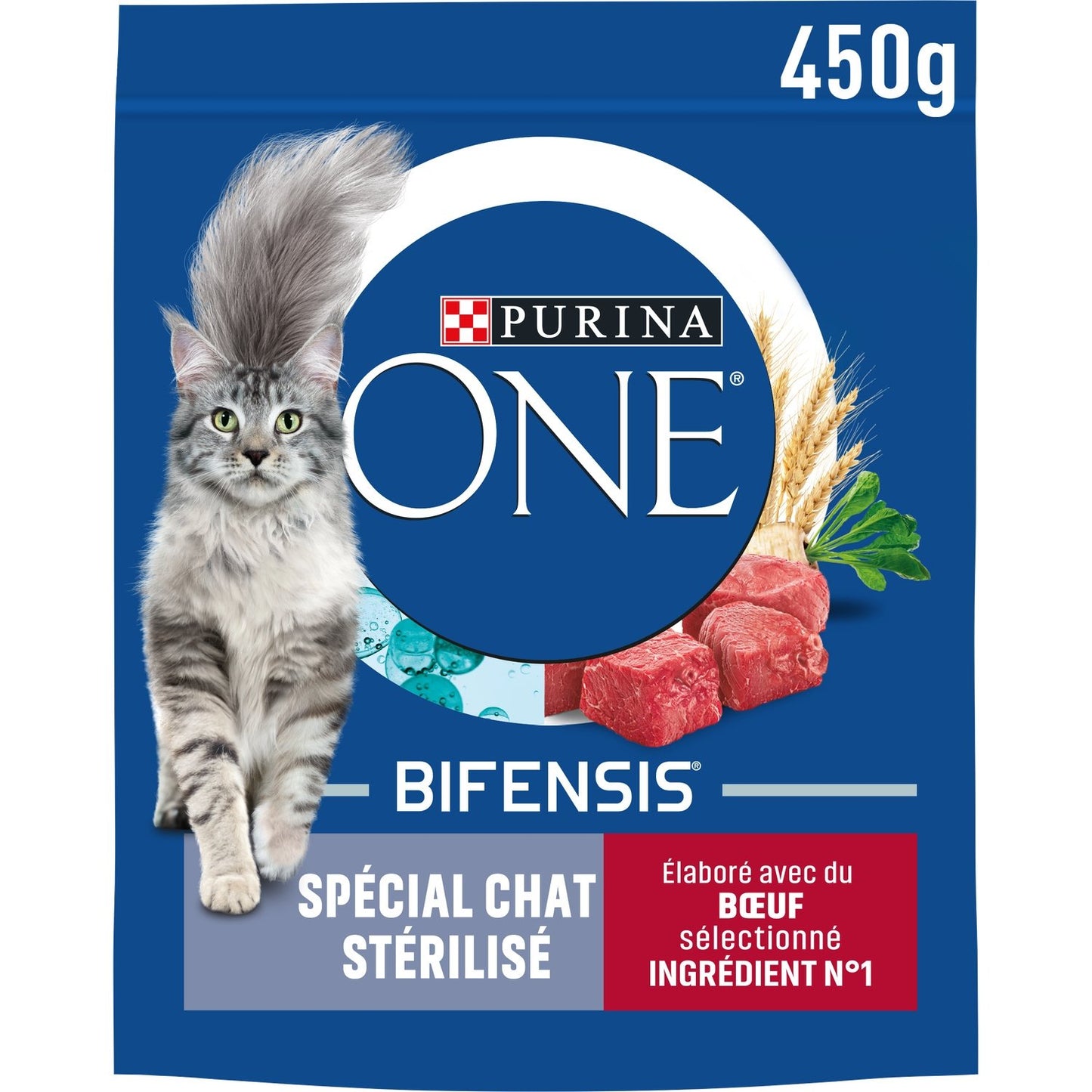 Croquettes pour Chat Adulte Stérilisé Boeuf Bifensis PURINA ONE Le sac de 450g