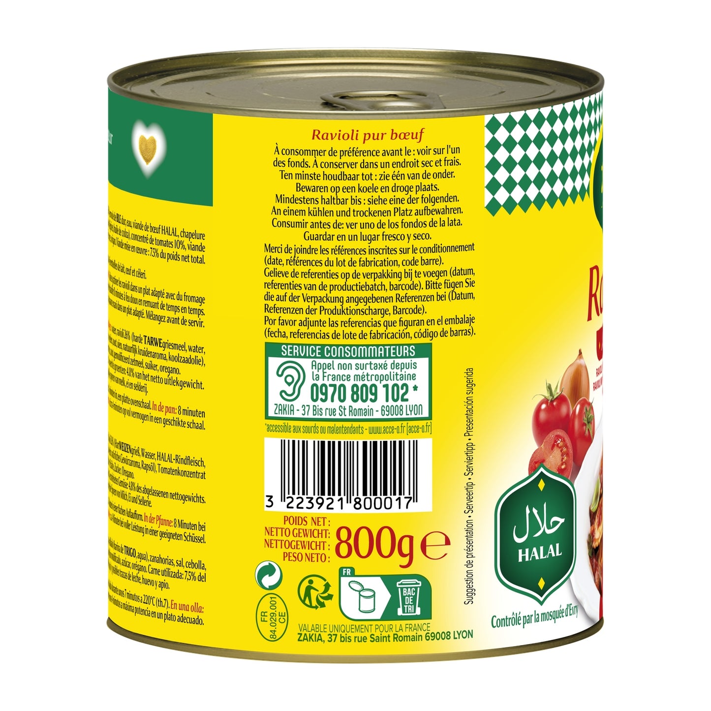 Halal Ready Meal Beef Ravioli ZAKIA