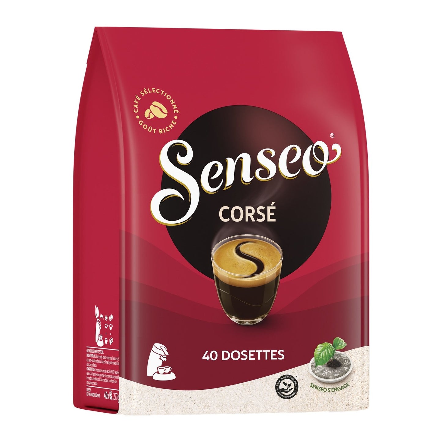 Café Dosettes Corsé Arabica et Robusta SENSEO le paquet de 40 dosettes