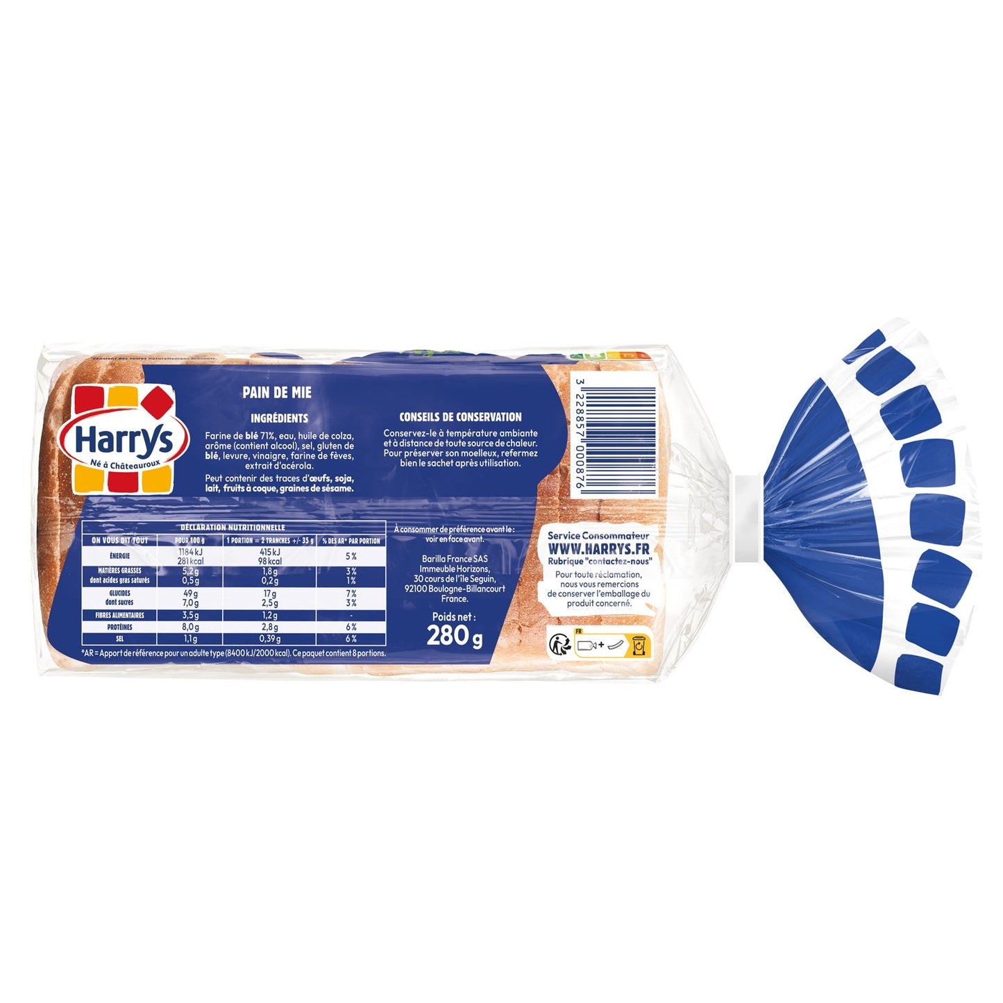 HARRYS Extra Soft Plain Sandwich Bread No Added Sugar No Additives