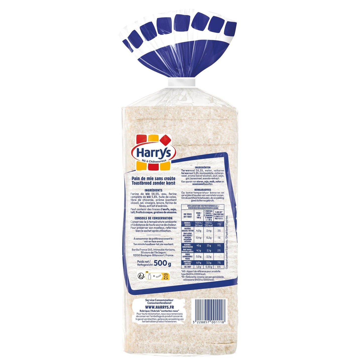 HARRYS 100% Plain Sandwich Bread, Crustless, No Added Sugars, No Additives