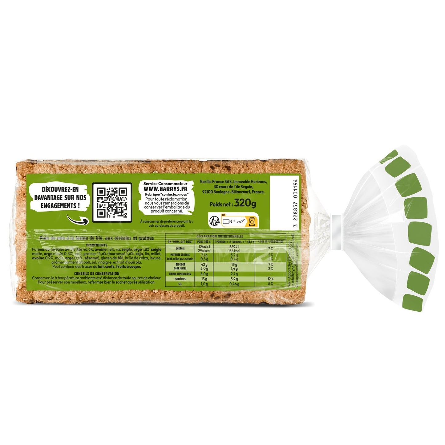 HARRYS Beautiful & Good Sandwichbrot Weizenmehl Getreide & Saaten Ohne Zusatzstoffe