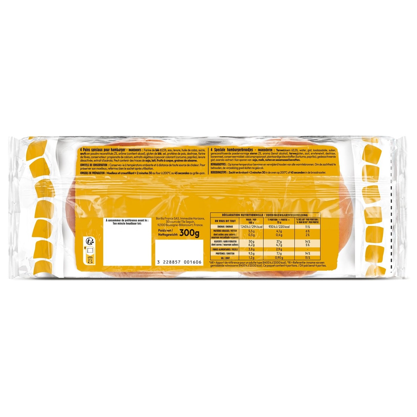 HARRYS Beautiful & Good Natural Brioche Burger Bun Without Additives