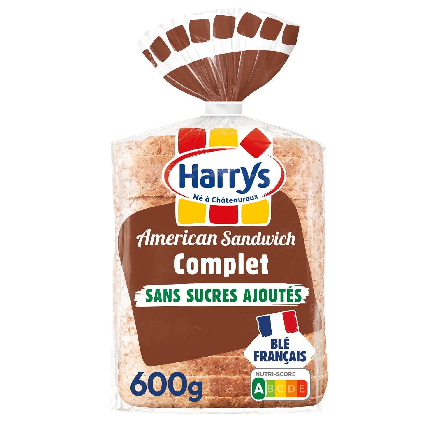 Pain de mie American sandwich complet sans sucres ajoutés sans additifs HARRYS