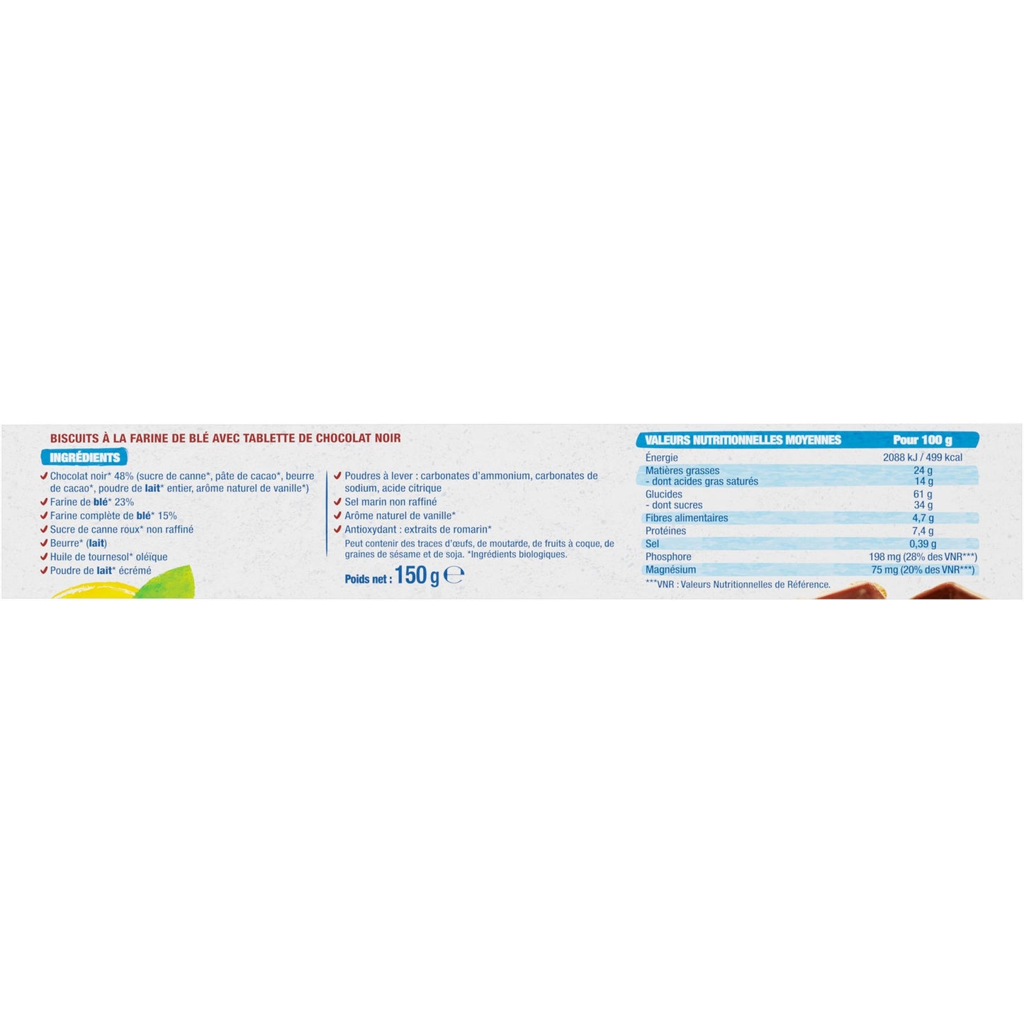 Biscuits Bio de Natty Petit Beurre Nappés au Chocolat Noir BJORG