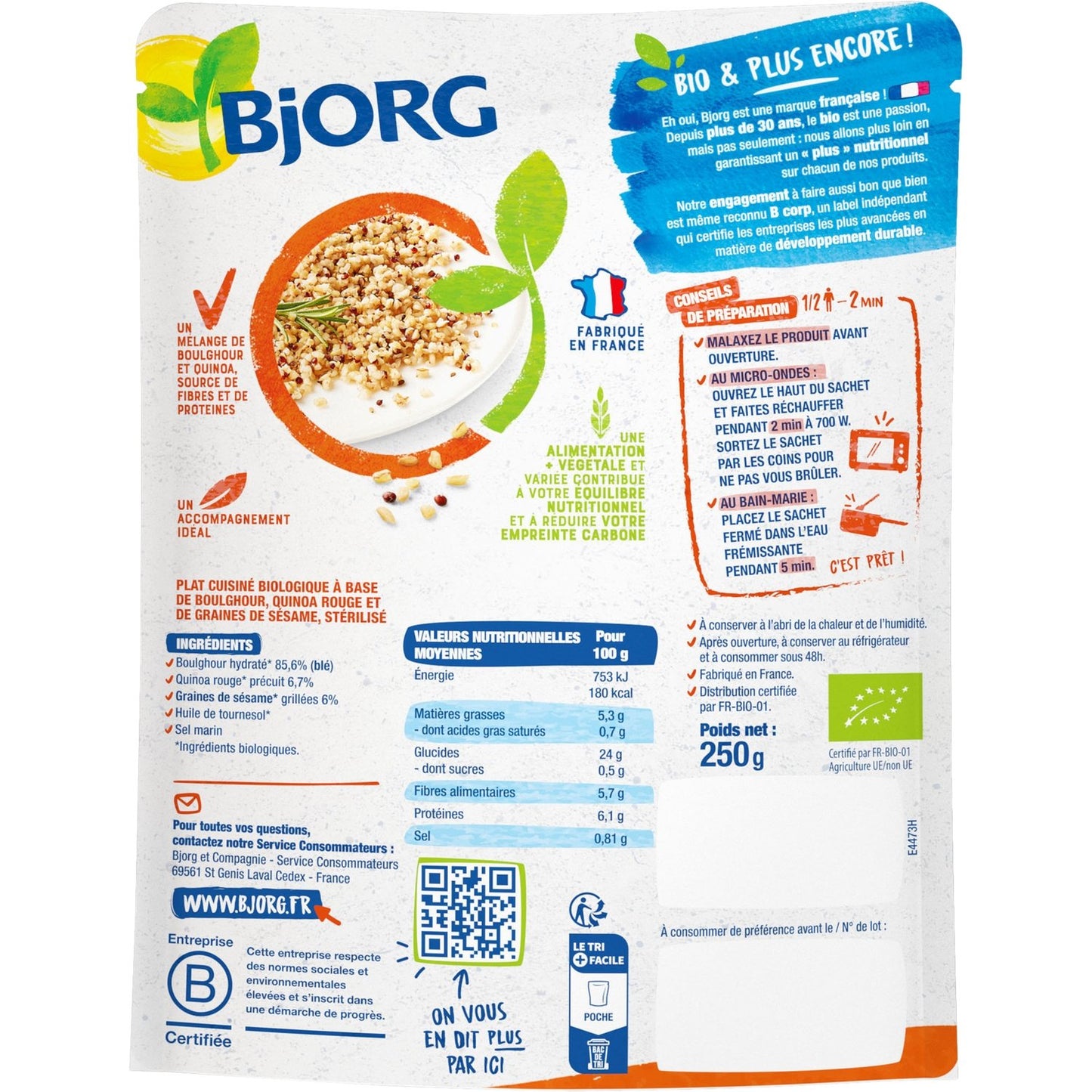 BJORG Organic Quinoa Sesame Bulgur Ready Meal
