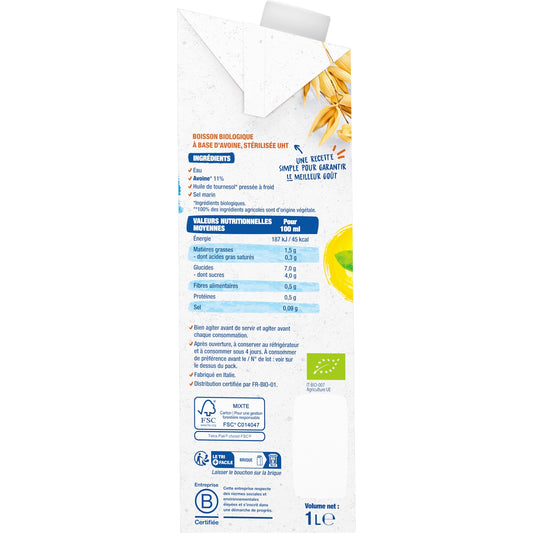 Boisson Végétale Bio Lait d'Avoine BJORG